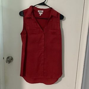 Collar button up tank top